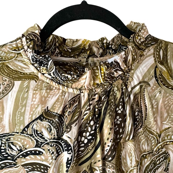 Calvin Klein | NWOT | TIERED SLEEVELESS RUFFLE NECK PAISLEY DRESS | SIZE: 8 - Picture 4 of 10